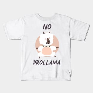 No Prollama, funny humor slogan, cute aesthetic digital illustration modern art Kids T-Shirt